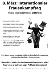 Flugblatt das auf der Demonstration des Frauen-Plenum Oberhausen am 8. März 2016 verteilt wurde